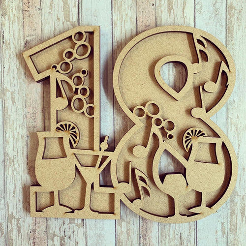 DL037 - MDF Cocktail Themed Layered Letter (without name) - Olifantjie - Wooden - MDF - Lasercut - Blank - Craft - Kit - Mixed Media - UK
