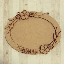 OV002 - MDF Oval Open Flower Themed Photo Frame With Hanging - Olifantjie - Wooden - MDF - Lasercut - Blank - Craft - Kit - Mixed Media - UK