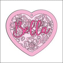 HB021- MDF Hanging Heart -  Personalised Floral Layered - Olifantjie - Wooden - MDF - Lasercut - Blank - Craft - Kit - Mixed Media - UK