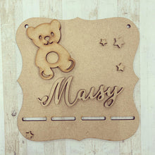 BH011 - MDF Teddy Themed - Medal / Bow Holder - Personalised & Choice of Shape - Olifantjie - Wooden - MDF - Lasercut - Blank - Craft - Kit - Mixed Media - UK