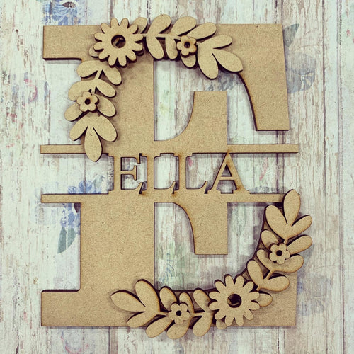 FL001 - MDF Daisy Personalised Split Letter - Olifantjie - Wooden - MDF - Lasercut - Blank - Craft - Kit - Mixed Media - UK