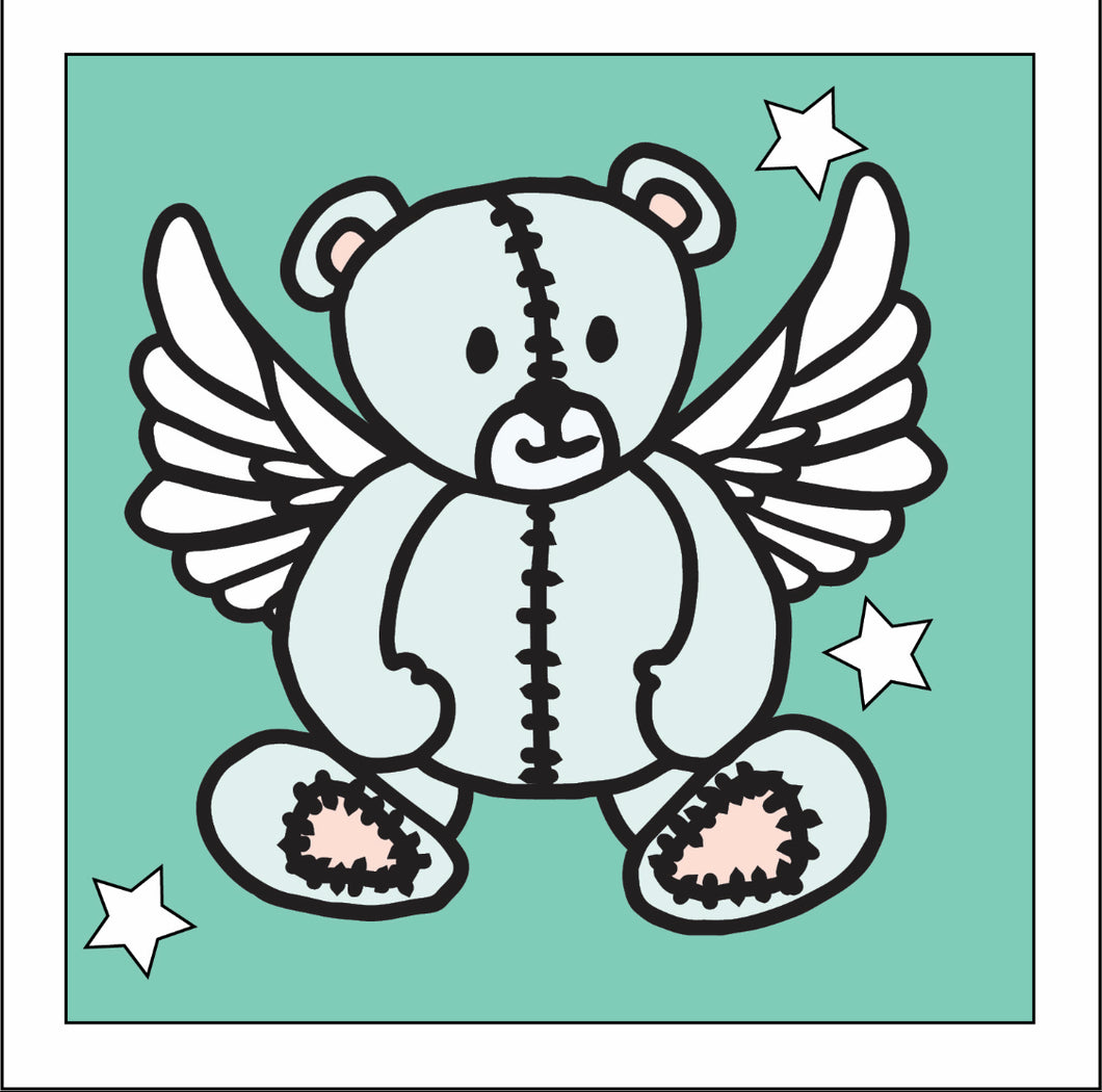 OL3123 - MDF Ladder Insert Tile - Doodle Teddy Wings - Olifantjie - Wooden - MDF - Lasercut - Blank - Craft - Kit - Mixed Media - UK