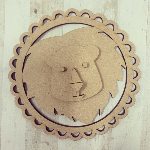 CH166 - MDF Lion Frame - Optional Backing - Olifantjie - Wooden - MDF - Lasercut - Blank - Craft - Kit - Mixed Media - UK