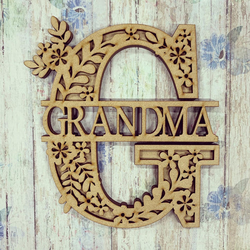 SL001 - Floral Split Layered Personalised Letter (correct pic to follow) - Olifantjie - Wooden - MDF - Lasercut - Blank - Craft - Kit - Mixed Media - UK