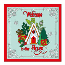 OL2547  - MDF Farmhouse Christmas - Square layered Plaque -  Alpine House - wording options - Olifantjie - Wooden - MDF - Lasercut - Blank - Craft - Kit - Mixed Media - UK