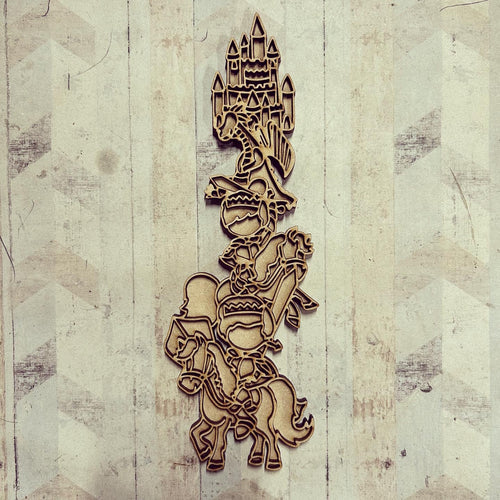 OL2973 - MDF doodle stacked Knights - Olifantjie - Wooden - MDF - Lasercut - Blank - Craft - Kit - Mixed Media - UK