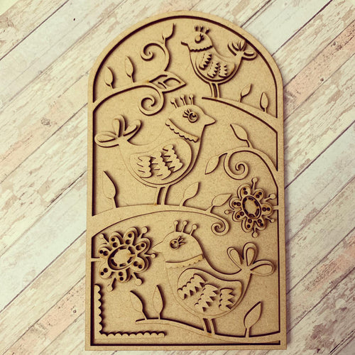 SJ262 - MDF Folk Plaque style 1 - Olifantjie - Wooden - MDF - Lasercut - Blank - Craft - Kit - Mixed Media - UK