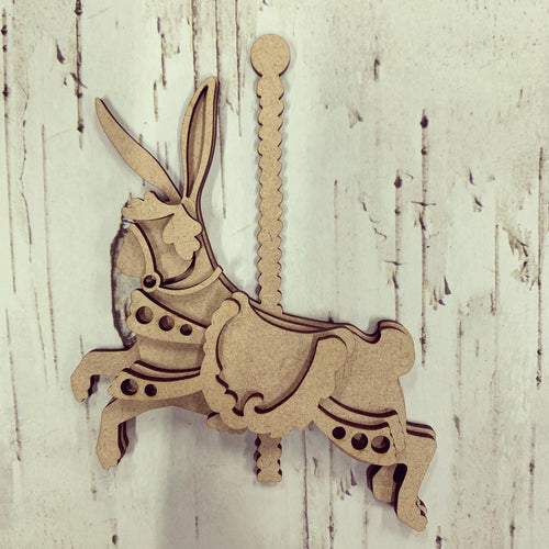 SJ231 - MDF Carousel Hare /Rabbit - Olifantjie - Wooden - MDF - Lasercut - Blank - Craft - Kit - Mixed Media - UK