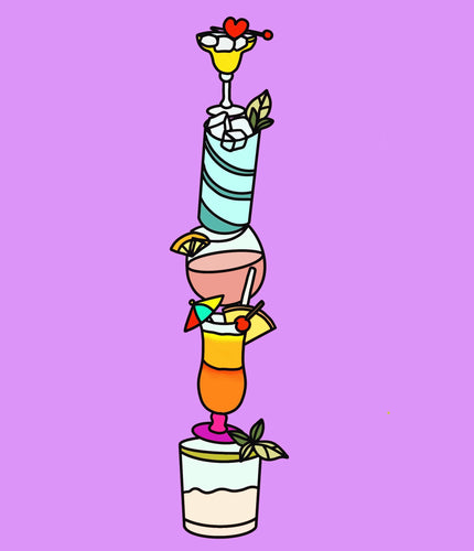 OL2940 - MDF doodle stacked Cocktails - Olifantjie - Wooden - MDF - Lasercut - Blank - Craft - Kit - Mixed Media - UK