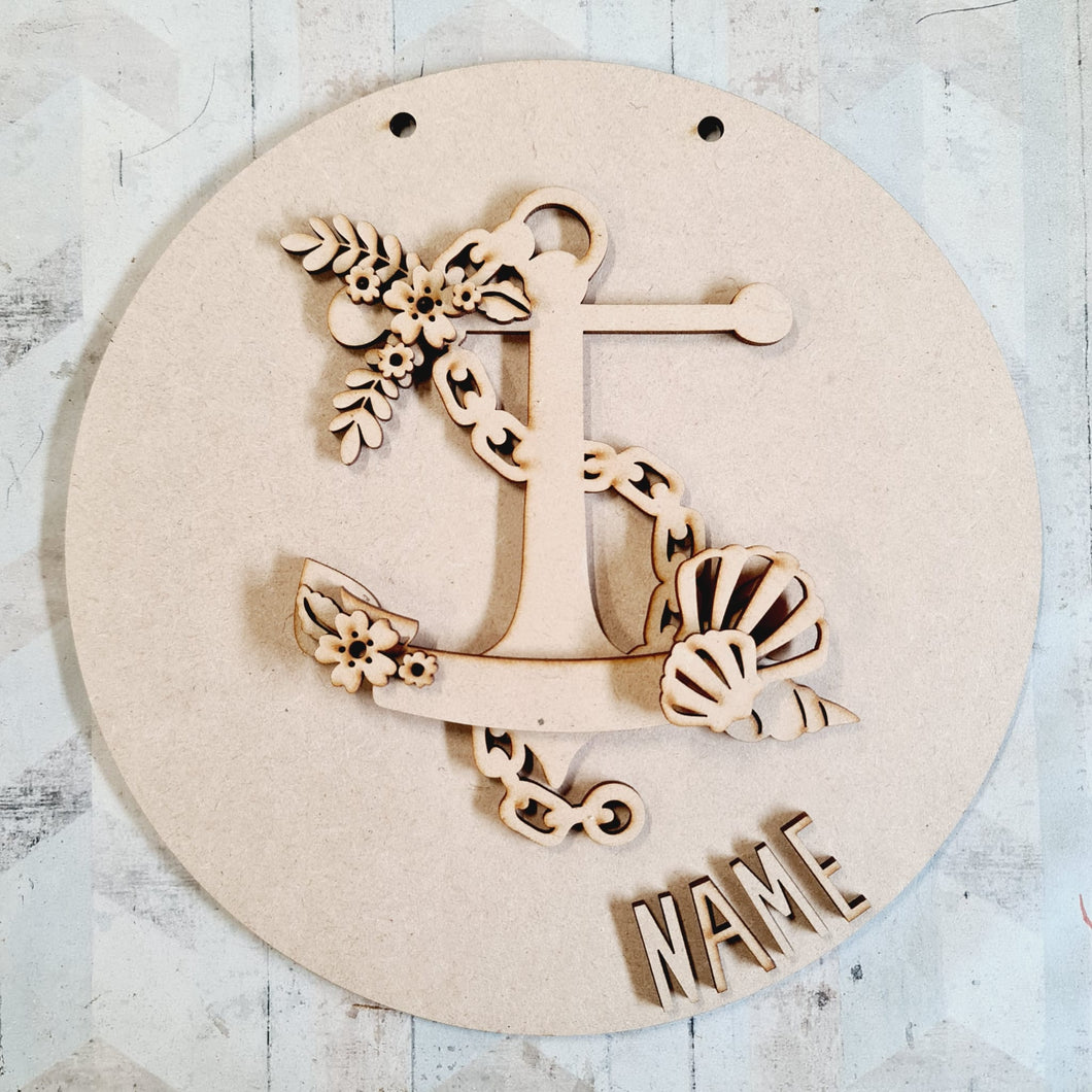 OL2956 MDF Anchor Layered - Round Scene Personalised  Plaque with - Olifantjie - Wooden - MDF - Lasercut - Blank - Craft - Kit - Mixed Media - UK