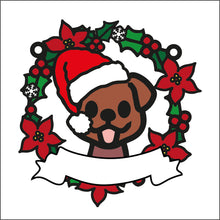 OL2756 - MDF Christmas Dog doodle Holly Bauble - Olifantjie - Wooden - MDF - Lasercut - Blank - Craft - Kit - Mixed Media - UK