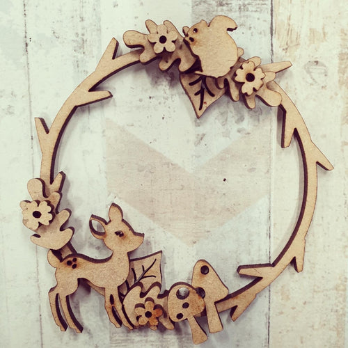 Sale OL605 - MDF Mini Woodland Wreath - Olifantjie - Wooden - MDF - Lasercut - Blank - Craft - Kit - Mixed Media - UK