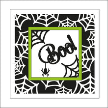 OL2362 - MDF Rattan Effect Square Plaque Halloween Doodle -  Boo! - Olifantjie - Wooden - MDF - Lasercut - Blank - Craft - Kit - Mixed Media - UK
