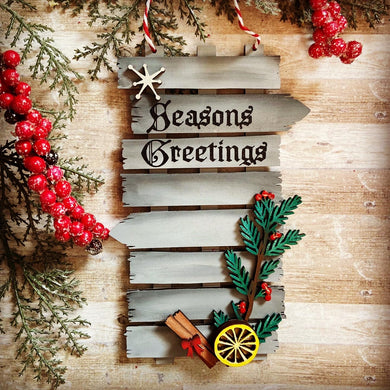 Sale OL1171 - MDF Mini Long Plaque - Winter Foilage - Olifantjie - Wooden - MDF - Lasercut - Blank - Craft - Kit - Mixed Media - UK