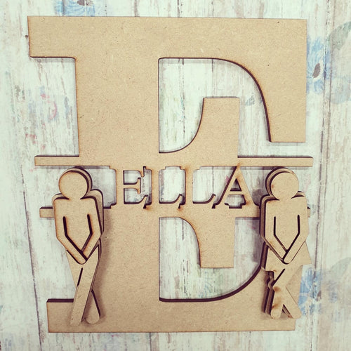 FL021 - Toilet People MDF Personalised Split Letter - Olifantjie - Wooden - MDF - Lasercut - Blank - Craft - Kit - Mixed Media - UK