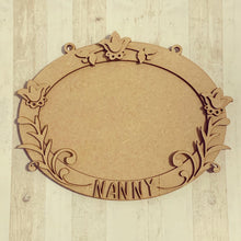 OV010 - MDF Oval Folk Flowers Themed Photo Frame With Hanging - Olifantjie - Wooden - MDF - Lasercut - Blank - Craft - Kit - Mixed Media - UK