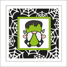 OL2273 - MDF Rattan Effect Square Plaque Halloween Gonk Doodle - Female Frankenstein gnome - Olifantjie - Wooden - MDF - Lasercut - Blank - Craft - Kit - Mixed Media - UK