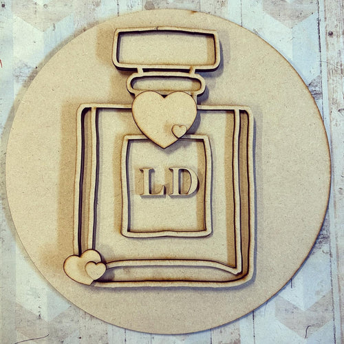 OL2929 - MDF Personalised Perfume / Aftershave Bottle - Hearts - Olifantjie - Wooden - MDF - Lasercut - Blank - Craft - Kit - Mixed Media - UK