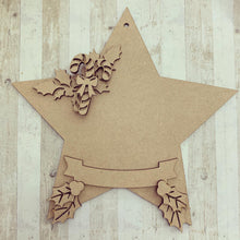 HS001 - MDF Hanging Star - Candy Canes - Choice of Star Shape - Olifantjie - Wooden - MDF - Lasercut - Blank - Craft - Kit - Mixed Media - UK