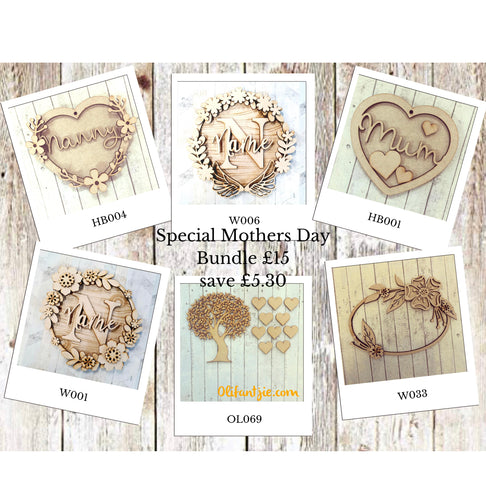 Sale -Mothers Day Special Bundle - Olifantjie - Wooden - MDF - Lasercut - Blank - Craft - Kit - Mixed Media - UK