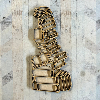OL3109 - MDF doodle stacked Book Theme - Olifantjie - Wooden - MDF - Lasercut - Blank - Craft - Kit - Mixed Media - UK