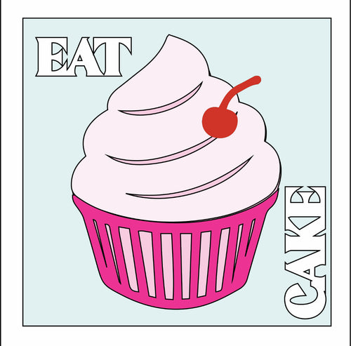 OL3119 - MDF Ladder Insert Tile - Eat Cake - Olifantjie - Wooden - MDF - Lasercut - Blank - Craft - Kit - Mixed Media - UK