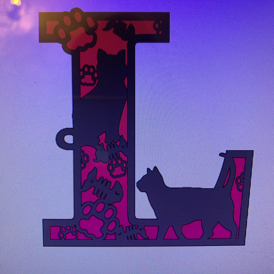 DL031 - MDF Cat Themed Layered Letter (without name) - Olifantjie - Wooden - MDF - Lasercut - Blank - Craft - Kit - Mixed Media - UK
