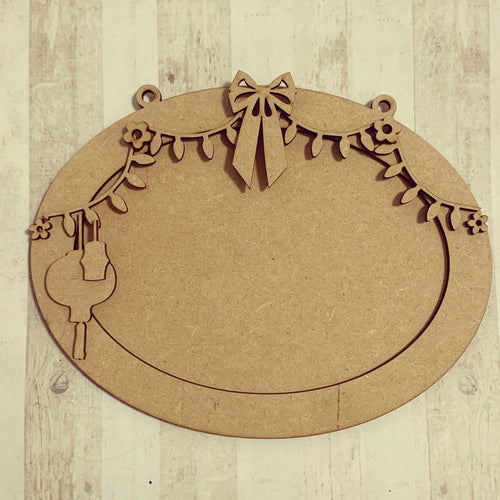 OV008 - MDF Oval Hanging Lights And Lanterned Themed Photo Frame With Hanging - Olifantjie - Wooden - MDF - Lasercut - Blank - Craft - Kit - Mixed Media - UK