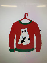SJ407  - MDF Sitting Panda Christmas Jumper - Olifantjie - Wooden - MDF - Lasercut - Blank - Craft - Kit - Mixed Media - UK