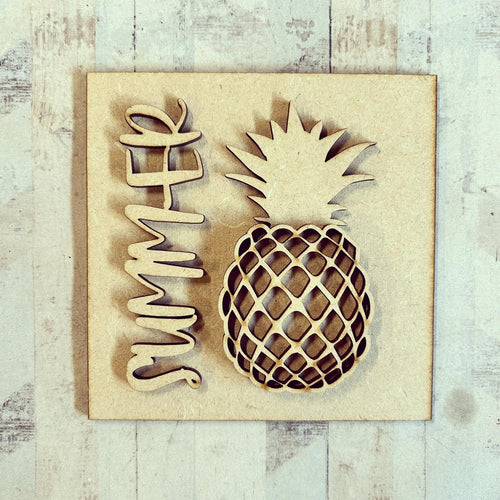 OL3060 - MDF Ladder Insert Tile - Pineapple Summer - Olifantjie - Wooden - MDF - Lasercut - Blank - Craft - Kit - Mixed Media - UK