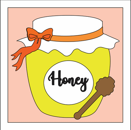 OL3131 - MDF Ladder Insert Tile - Honey Jar - Olifantjie - Wooden - MDF - Lasercut - Blank - Craft - Kit - Mixed Media - UK