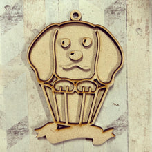 DN009 - MDF Doodle Pupcake Hanging - Style 1 With or Without Banner - Olifantjie - Wooden - MDF - Lasercut - Blank - Craft - Kit - Mixed Media - UK