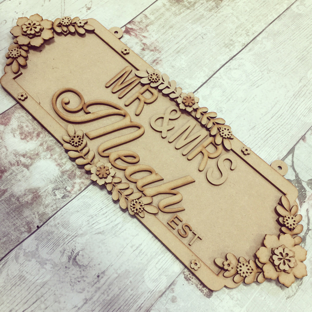 SS079 - MDF Mr & Mrs Double Height Personalised Street Sign - Olifantjie - Wooden - MDF - Lasercut - Blank - Craft - Kit - Mixed Media - UK