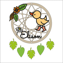 DC085- MDF Doodle Woodland - Duck Dream Catcher - with Initials, Name or Wording - Olifantjie - Wooden - MDF - Lasercut - Blank - Craft - Kit - Mixed Media - UK