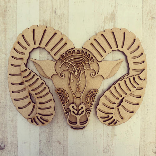 SJ204 - MDF Zodiac various sizes - Aries - Olifantjie - Wooden - MDF - Lasercut - Blank - Craft - Kit - Mixed Media - UK