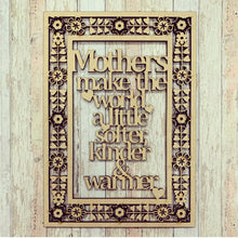 OL533 - MDF A4 ‘Mothers make the world a little softer, kinder and warmer’ Quote Kit - Olifantjie - Wooden - MDF - Lasercut - Blank - Craft - Kit - Mixed Media - UK