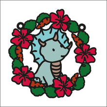 OL2718 - MDF  Dinosaur doodle Floral hanging Bauble - Dino 2 - Olifantjie - Wooden - MDF - Lasercut - Blank - Craft - Kit - Mixed Media - UK