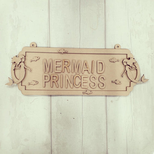 SS103 - MDF Mermaid Themed Personalised Double Height  Street Sign - Olifantjie - Wooden - MDF - Lasercut - Blank - Craft - Kit - Mixed Media - UK