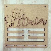 BH023 - MDF Cow Themed - Medal / Bow Holder - Personalised & Choice of Shape - Olifantjie - Wooden - MDF - Lasercut - Blank - Craft - Kit - Mixed Media - UK