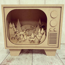 HC086 - MDF Large TV - Reindeer winter scene - Olifantjie - Wooden - MDF - Lasercut - Blank - Craft - Kit - Mixed Media - UK
