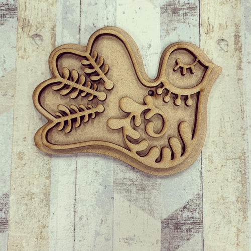 SJ391 - MDF Dove Cookie - Christmas Bauble - Olifantjie - Wooden - MDF - Lasercut - Blank - Craft - Kit - Mixed Media - UK