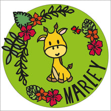 OL1736 - MDF Doodle Jungle -  Giraffe plaque personalised - Olifantjie - Wooden - MDF - Lasercut - Blank - Craft - Kit - Mixed Media - UK