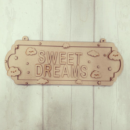 SS130 - MDF Clouds Themed Personalised Double Height  Street Sign - Olifantjie - Wooden - MDF - Lasercut - Blank - Craft - Kit - Mixed Media - UK
