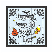 OL2319 - MDF Farmhouse Doodle Halloween  - Square layered Plaque - Pumpkin Sweets and Spooky Treats - Olifantjie - Wooden - MDF - Lasercut - Blank - Craft - Kit - Mixed Media - UK