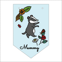 FG022 - MDF Themed Personalised Pennant Flag - Doodle Woodland Animal - Badger Theme - Olifantjie - Wooden - MDF - Lasercut - Blank - Craft - Kit - Mixed Media - UK