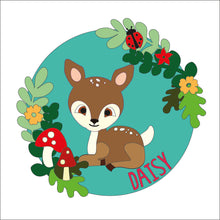 OL1393 - MDF Deer cute plaque personalised - Olifantjie - Wooden - MDF - Lasercut - Blank - Craft - Kit - Mixed Media - UK