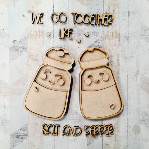 OL1284 - MDF We go together like Salt and Pepper kit - Olifantjie - Wooden - MDF - Lasercut - Blank - Craft - Kit - Mixed Media - UK