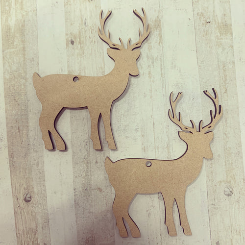 CH151 - MDF Set 2 Reindeer 10cm Baubles - Olifantjie - Wooden - MDF - Lasercut - Blank - Craft - Kit - Mixed Media - UK