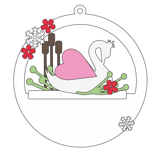 CH401 - MDF Christmas 3D layered bauble - Swan - Olifantjie - Wooden - MDF - Lasercut - Blank - Craft - Kit - Mixed Media - UK