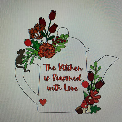 Sale OL696 - MDF Personalised (upto 3 lines) Large Floral Tall Teapot - Autumn - Olifantjie - Wooden - MDF - Lasercut - Blank - Craft - Kit - Mixed Media - UK